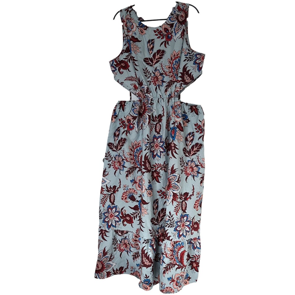 Rhode x Target Cutout Maxi Dress L Blue Floral Boho Resort Vacation Beachy NWOT - Picture 1 of 6